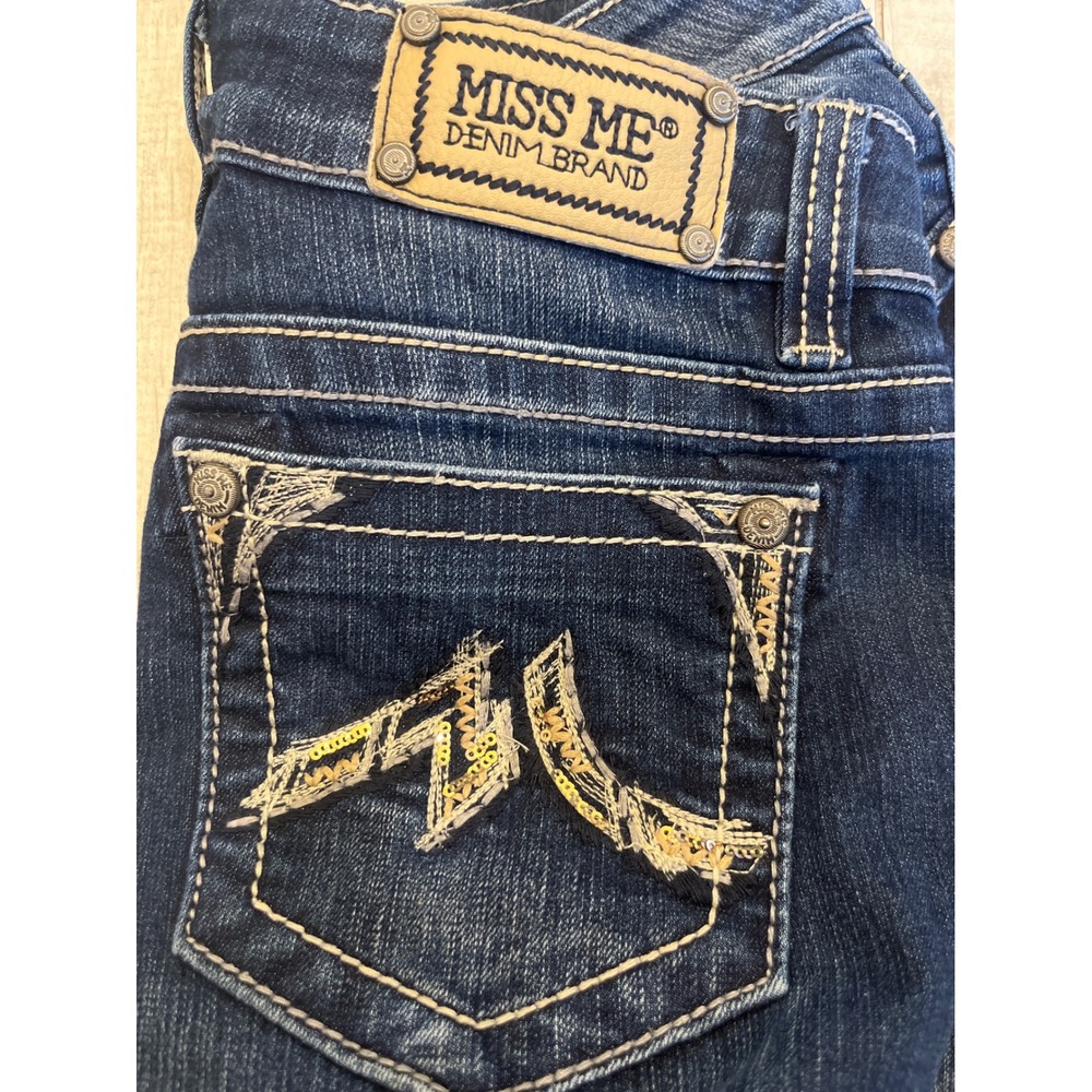 Miss Me Skinny Jeans Womens 29 Dark Wash Embellished Sequin‎ Pocket JD1065S2